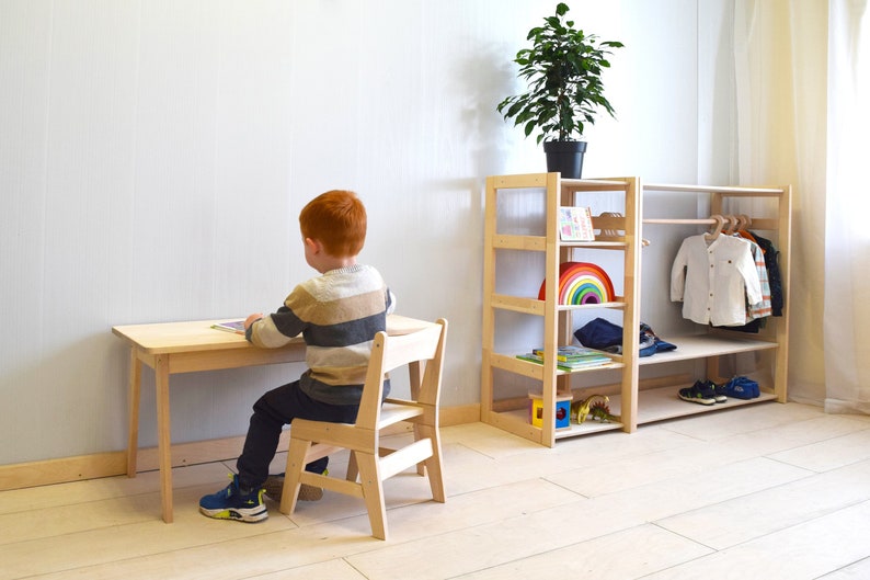 Chaise et table en bois massif pour enfants, tout-petits image 2