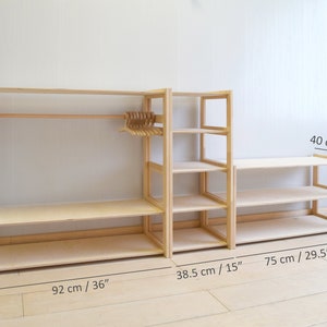 Clothing rack, Wardrobe, Montessori shelf, open shelf set, toy storage shelf, montessori toy shelf combo, shelf system image 10