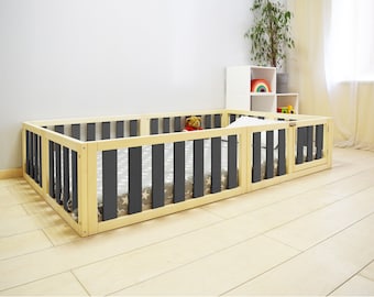 Montessori Floor Bed, House Bed, Wood Bed Frame, Toddler Floor Bed, Bed for Kids, Bedroom-Platform