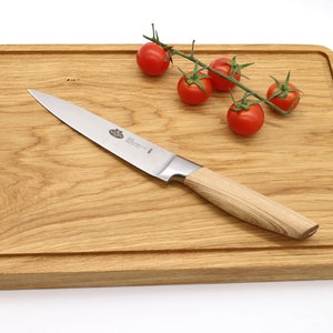 Snijplank/snackplank van eikenhout met sapgoot 36 cm x 25 cm afbeelding 1