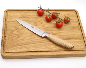 Cutting board/snack board made of oak wood with juice channel 36 cm x 25 cm