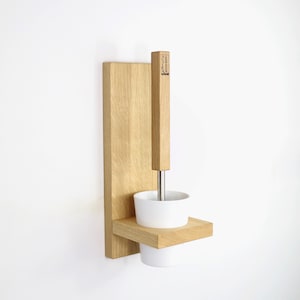 Toilet brush holder LARA made of wood, solid oak