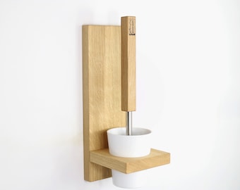 Toilet brush holder LARA made of wood, solid oak