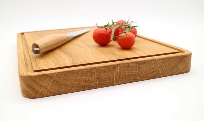 Snijplank/snackplank van eikenhout met sapgoot 36 cm x 25 cm afbeelding 2