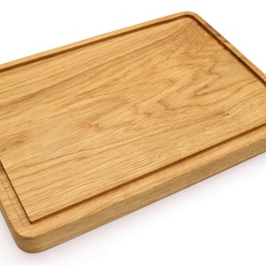 Snijplank/snackplank van eikenhout met sapgoot 36 cm x 25 cm afbeelding 3