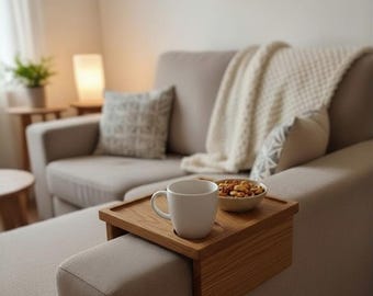 Sofatablett/ Couchablage Relaxa aus Massivholz Eiche oder Nussbaum