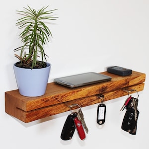 Porte-clés, barre à clés Talea chêne avec bordure en arbre et étagère Différentes longueurs disponibles image 2