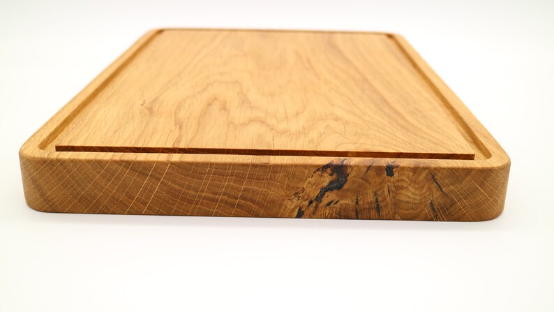 Snijplank/snackplank van eikenhout met sapgoot 36 cm x 25 cm afbeelding 4