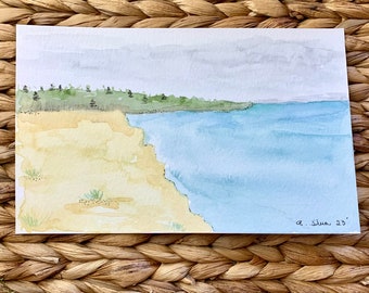 Late Summer Beach watercolor  art painting
