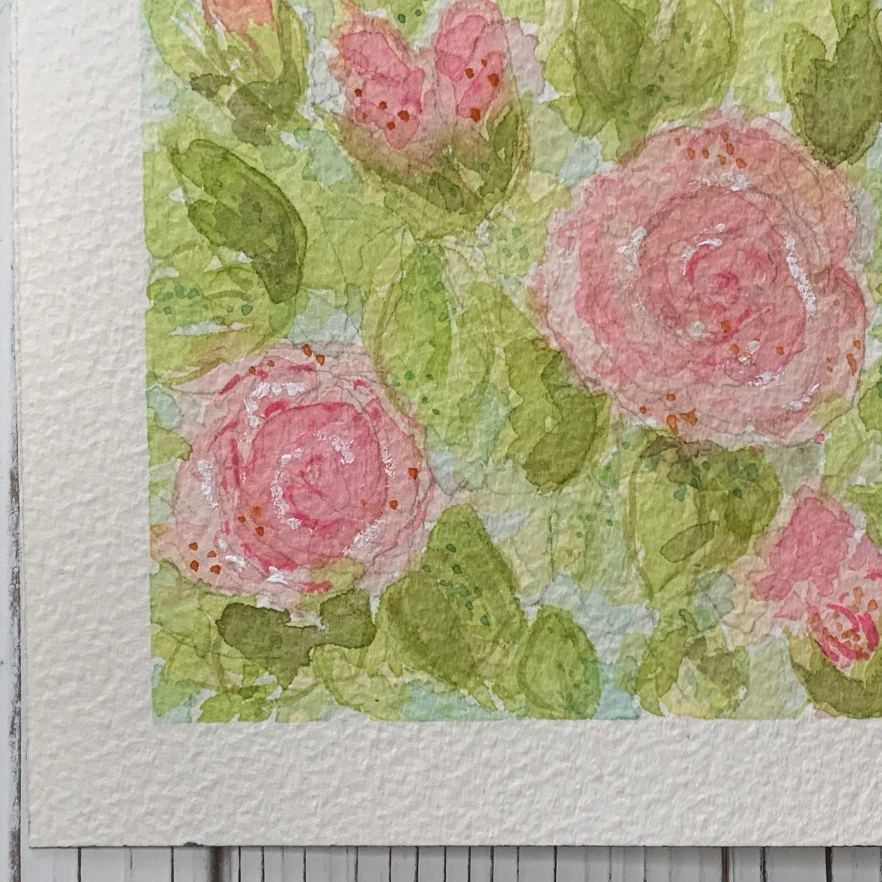 Watercolor Pink Roses Flower Painting Art - Etsy