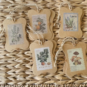 Vintage Botanical large  Gift tags set of 10