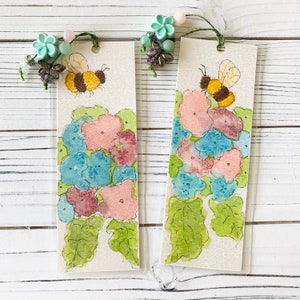 Original watercolor pastel Flowers bookmarks set of two