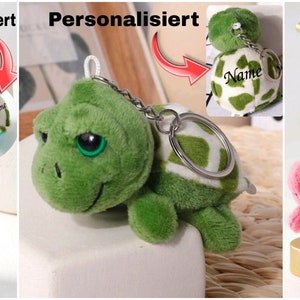 Turtle with desired name personalized plush toy keychain pendant