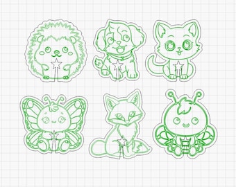 Digital File ONLY Cute Animal Bread Bag Clips Tie Holder Cat Dog Butterfly Hedgehog Bee Fox SVG dxf Lightburn Craft Fairs Laser Cut Engrave