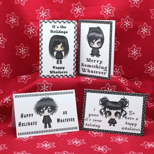 Joyeux joyeux anniversaire, lot de 4 cartes de voeux gothiques emo fille garçon papier cartonné mat ou brillant 4 x 6 avec enveloppe Vacances Noël vierge à l'intérieur