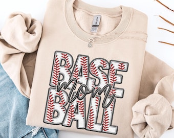 Baseball Mom Sweatshirt, Faux Embroidery, Sports Mom Sweatshirt, Baseball Sports Pullover, Gift Idea, Baseball Mom Shirt