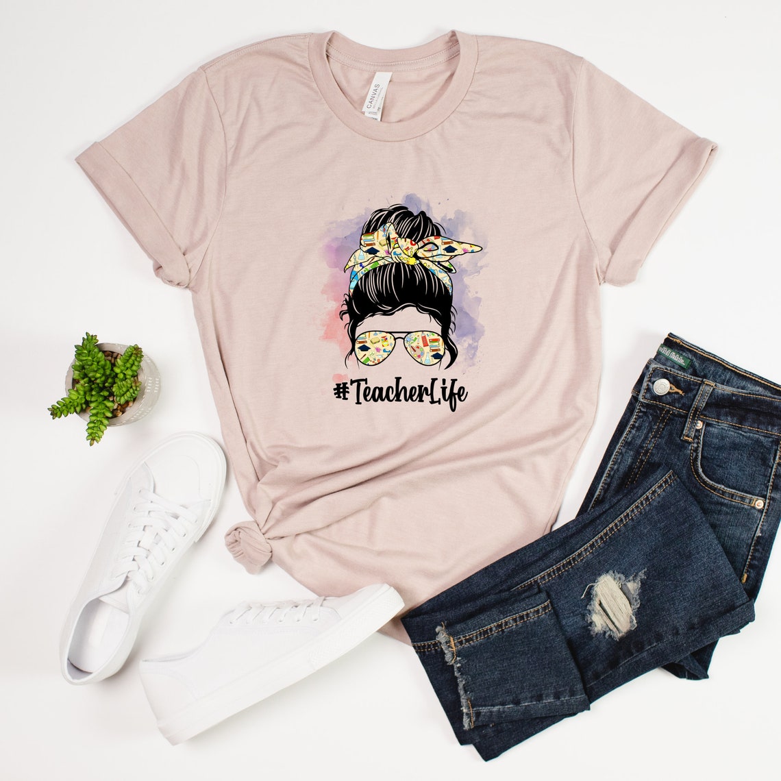 Teacher Life, Messy Bun, DTF Transfer Sheet, Teacher Appreciation DIY ...