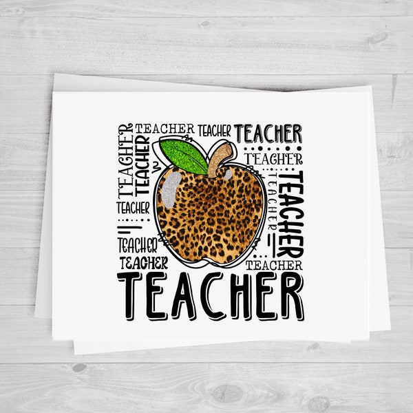 Teacher With Apple, DTF Transfer Sheet, Teacher Appreciation DIY Shirt, Any Size, Heat Transfer, Ready to Apply, Direct to Film