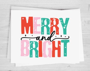Merry and Bright, DTF Transfer, Christmas Heat Transfer