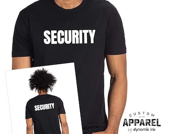 SECURITY Shirt, Custom Color Security Cotton Shirt, Custom Apparel, Front and Back Security Shirt, All Colors Available