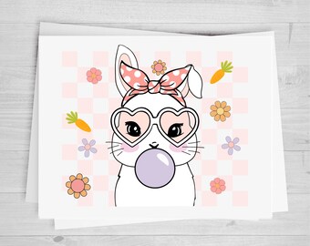 Retro Easter Bunny, DTF Transfer Sheet, Easter Bunny, Any Size, Heat Transfer, Ready to Press, Ready to Apply, Direct to Film