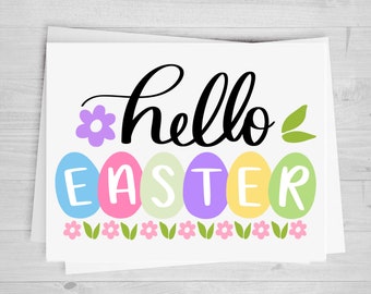 Hello Easter, DTF Transfer Sheet, Any Size, Heat Transfer, Ready to Press, Ready to Apply, Direct to Film