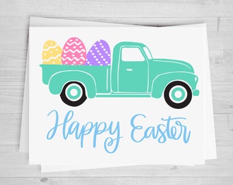 Happy Easter, Truck With Eggs, DTF Transfer Sheet, Any Size, Heat Transfer, Ready to Press, Ready to Apply, Direct to Film