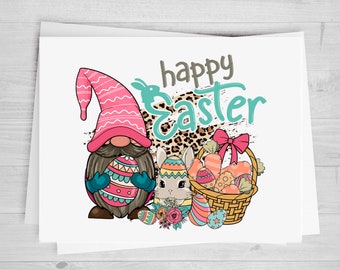 Happy Easter, Gnome and Bunny, DTF Transfer Sheet, Any Size, Heat Transfer, Ready to Press, Ready to Apply, Direct to Film