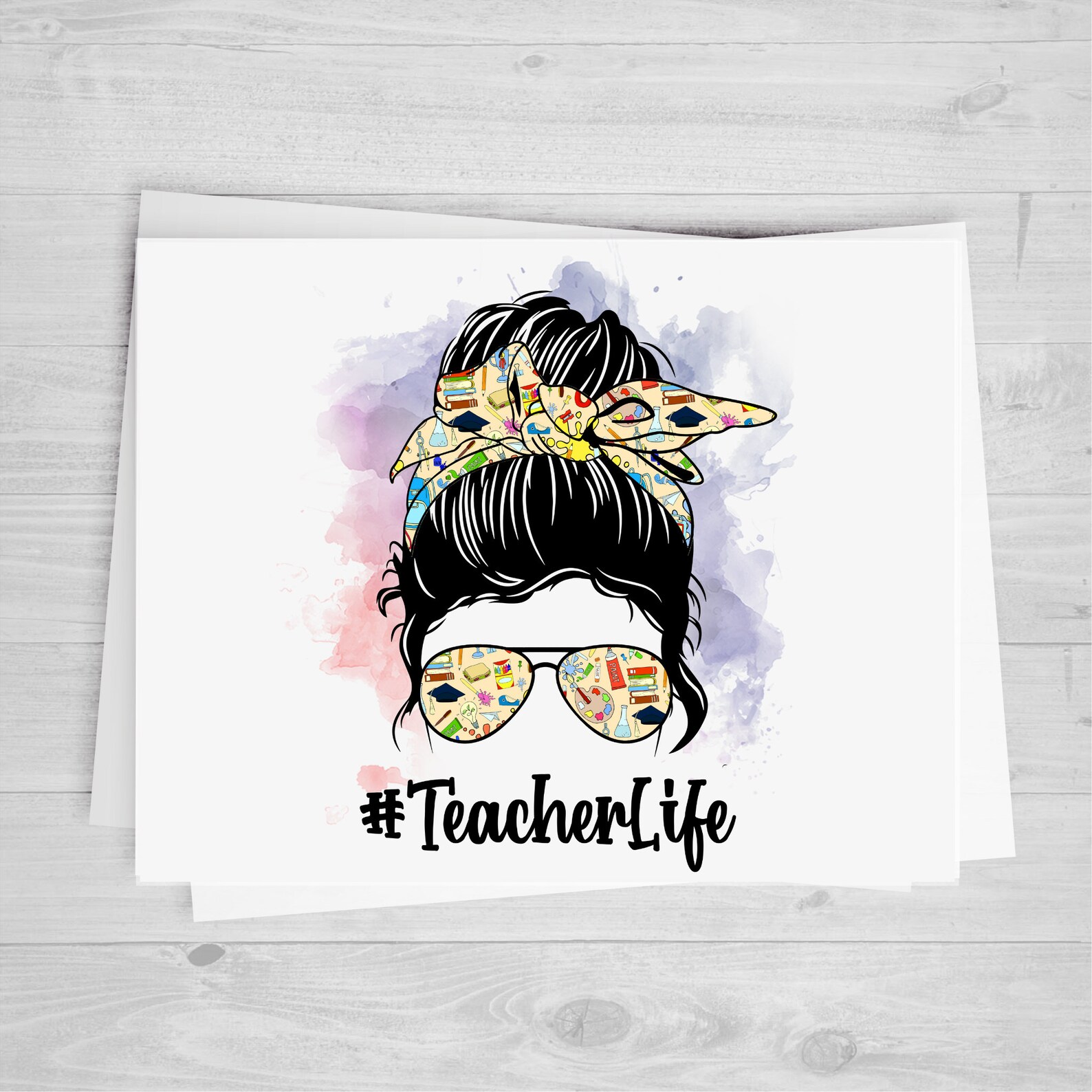Teacher Life, Messy Bun, DTF Transfer Sheet, Teacher Appreciation DIY ...