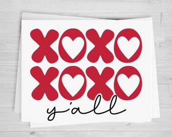 XOXO Y'all, Retro, DTF Transfer Sheet, Any Size, Heat Transfer, Ready to Press, Ready to Apply, Direct to Film, Ships Fast!