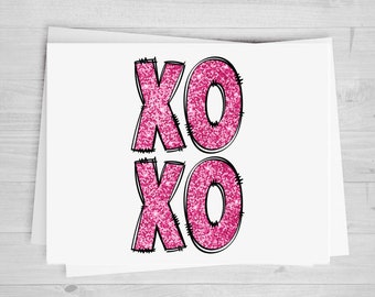 XOXO Glitter, Printed Glitter, DTF Transfer Sheet, Any Size, Heat Transfer, Ready to Press, Ready to Apply, Direct to Film, Ships Fast!