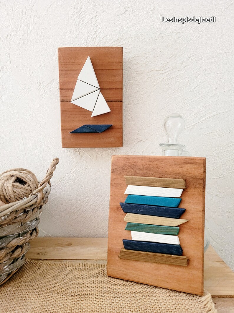 Small Wood Wall Decoration , Minimalist Style. Completely Recycled Wood