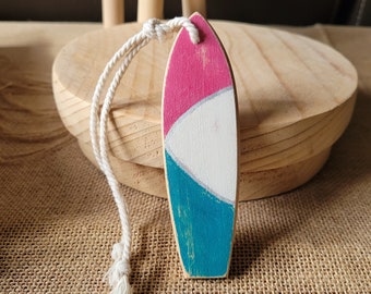 Déco petit surf en bois, planche de surf miniature à accrocher, déco bois bord de mer.