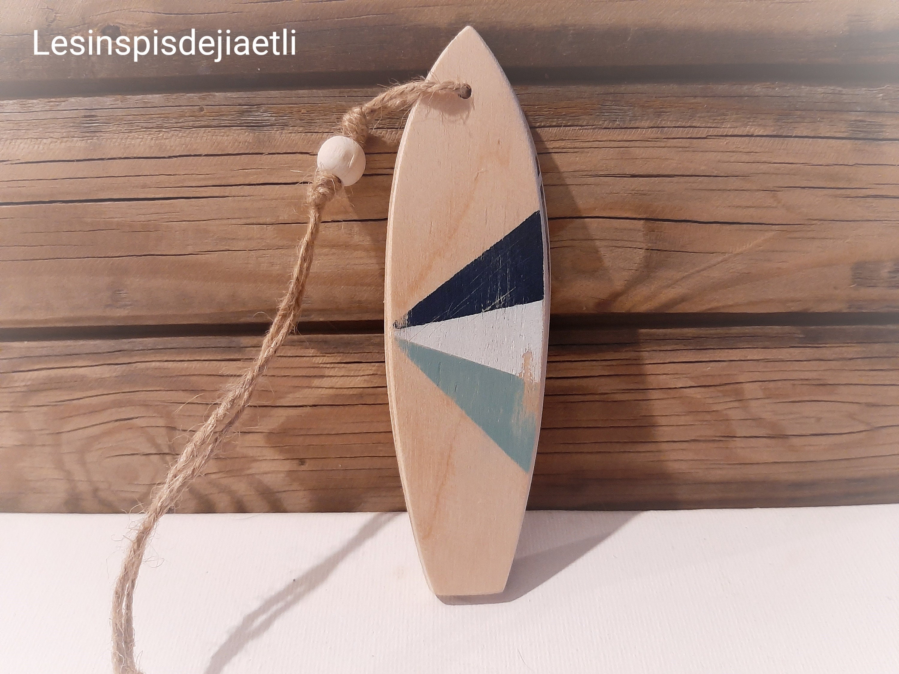 Mini Surf Déco Bois Géométrique, Petite Planche de à Suspendre, Bord Mer.