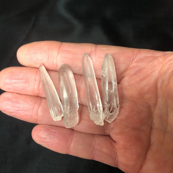 4 Lemurian Quartz Crystal points, Star Seeds Lasers for Crystal Grids, Jewelry Making, Feng Shui Gift, Holistic Healing, Starseed  Brazil