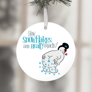 Funny Snowman Ornament, Funny Christmas Holiday Ornament, How Snowflakes Are Made Ornament, Funny Holiday Gift, Xmas Gift Ideas, Funny