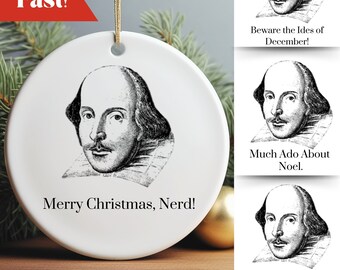 Funny Shakespeare Ornament, Book Lover Christmas Gift, Funny Nerd Ornament, Book Club Ornament, Writer Christmas Gift, Shakespeare Holiday