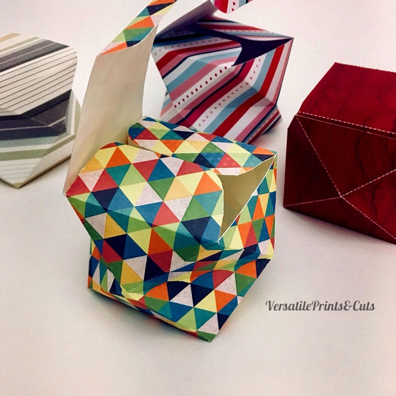 Geometric box template 10 sided box unique shape box gift Etsy