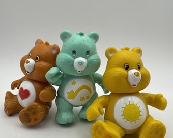 Care Bears 2002 Vintage Posable Figures X3 TCFC Made Retro Collectable