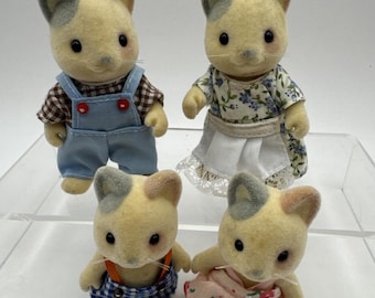 Familia de gatos Whiskers de Sylvanian Families vintage, rara