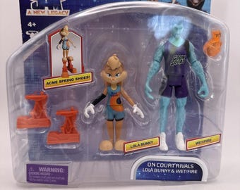 Set de figuras de acción de Moose Toys Space Jam Lola Bunny y Wet/Fire NUEVO