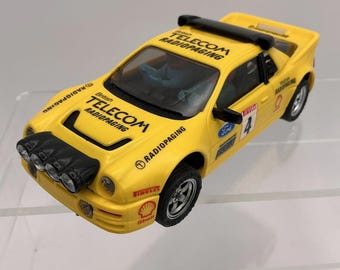 Scalextric 1/32 Escala Slotcar C429 Ford RS 200 Radiopaging #4 Amarillo Vintage 88