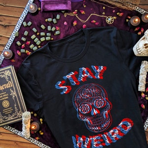 Stay Weird Sugar Skull Trippy Glitch Optical Illusion Shirt Stay Weird Sugar Skull Trippy Glitch Optical Illusion Shirt