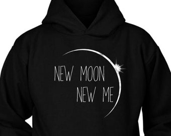 Luna Nueva Sudadera con capucha New Me Ropa de bruja Sudaderas con capucha de talla grande Sudaderas con capucha celestiales Top Astrología Sudaderas con capucha Ropa pagana de Año Nuevo Sudadera con capucha de luna para mujer