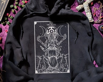 Goddess Hecate Tarot Card Hoodie Triple Moon Goddess Witch Clothing Plus Size Women Hekate Wheel Witchcraft Hoodie The Moon Tarot Hoodie