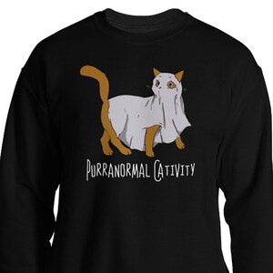 Purranormal Cativity Sweatshirt Halloween Cat Sweatshirt Women Spooky Sweatshirt Halloween Sweater Women Kitten Sweater Kitty Cat Sweatshirt image 2
