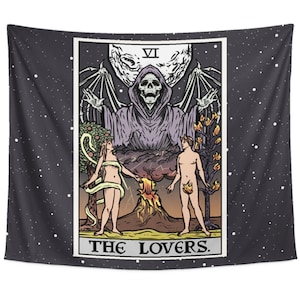 The Lovers Tarot Card Wall Hanging Tapestry Art Prints Valentines Day Witch Valentine Gift Pagan Goth Women Gifts Gothic Art Occult Print