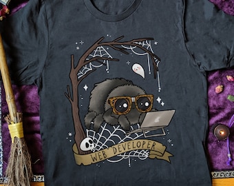 Web Developer Shirt Jumping Spider Shirt Cute Goth Clothing Gothic Shirts for Women Goth Girl Clothing Halloween Shirt Women Plus Size Gifts