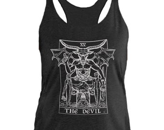 The Devil Tarot Card Tank Top Baphomet Tank Top Halloween Tank Top Women Gothic Clothing Women Goth Tank Tops Witch Tank Top Witchy Tank Top