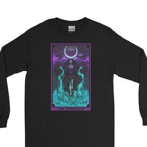 La carta del Tarot de la Muerte de Morrigan Camisa de manga larga Pastel Goth Camiseta Mitología celta Bruja gótica Arte Impresión Ropa Wiccan Camisas Wicca Regalo